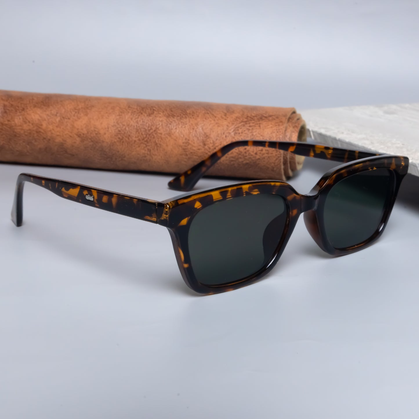 Marco Tortoise Green Rectangle Sunglasses
