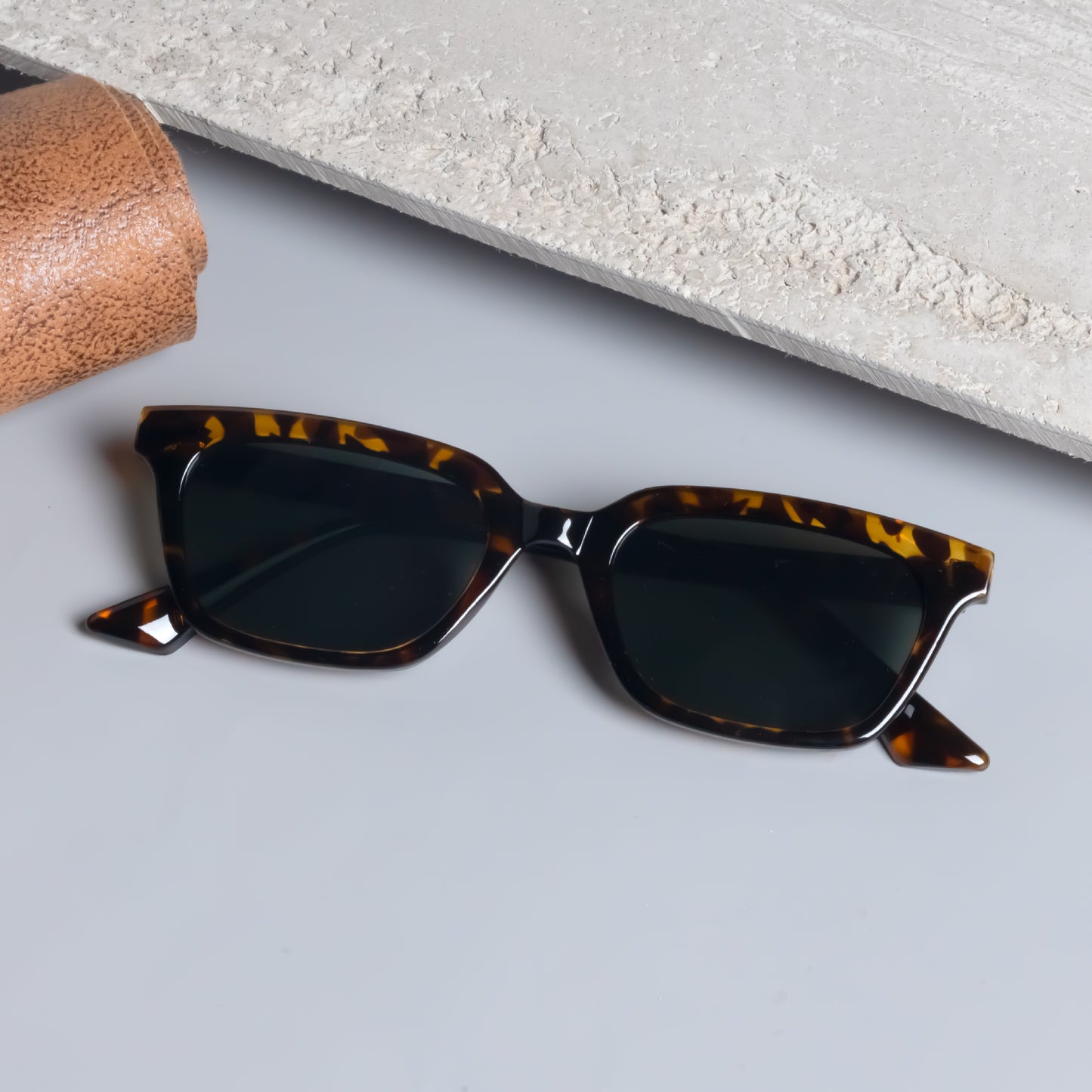 Marco Tortoise Green Rectangle Sunglasses