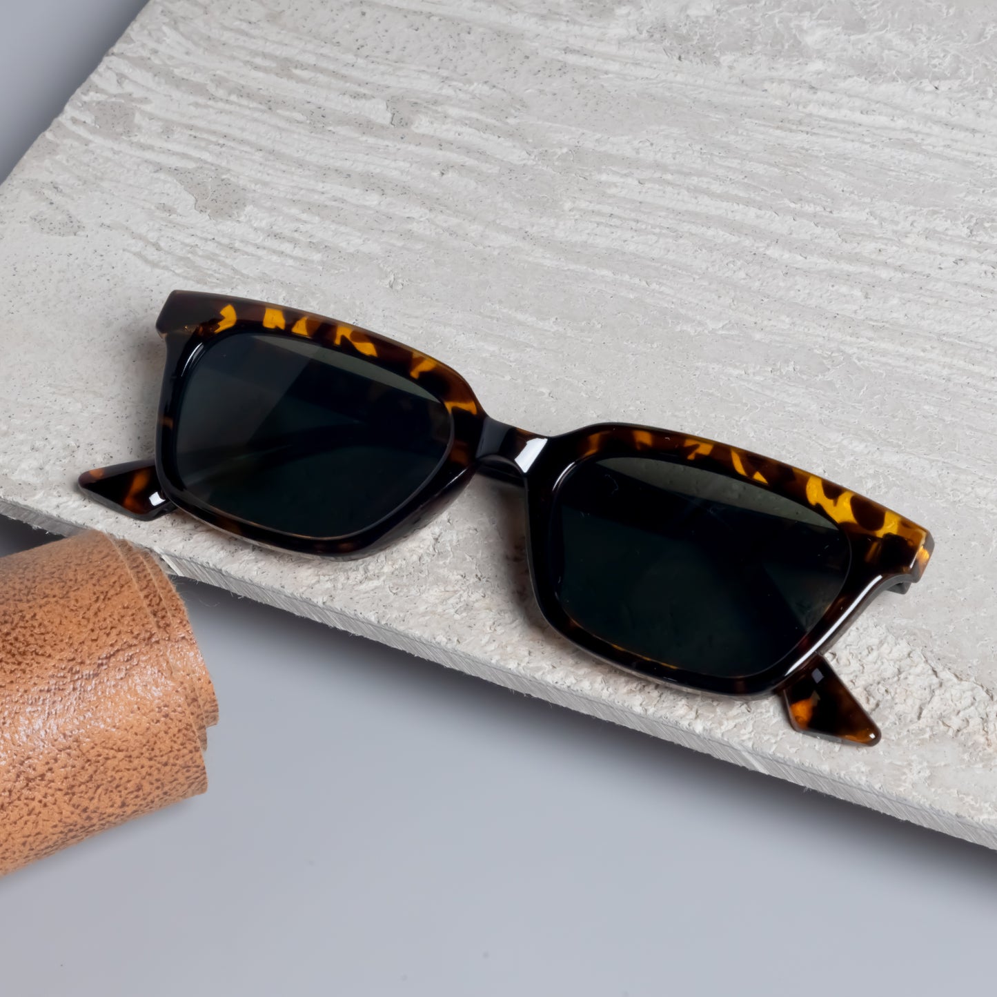 Marco Tortoise Green Rectangle Sunglasses