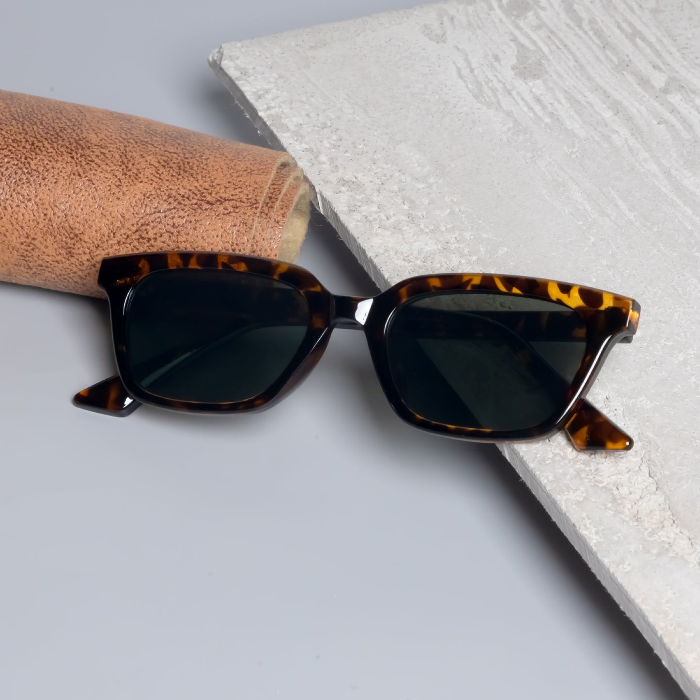Marco Tortoise Green Rectangle Sunglasses