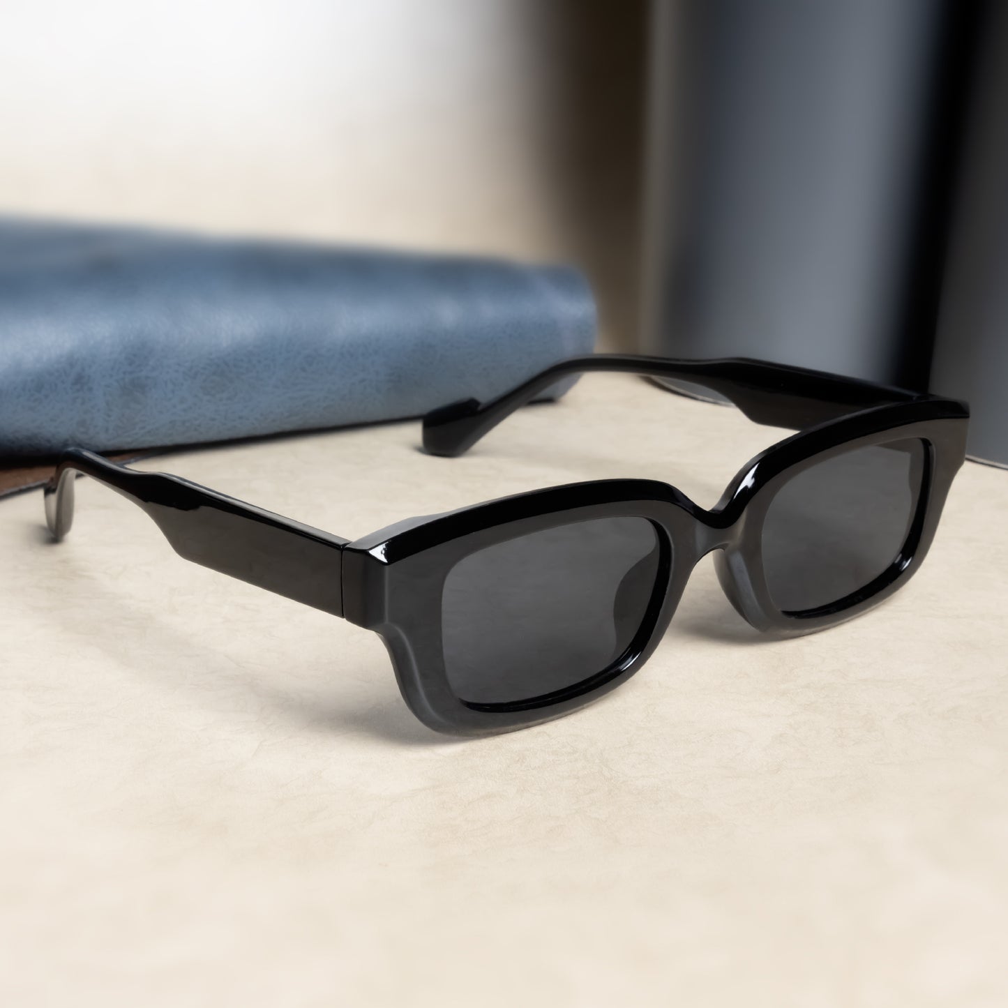 Thunder Full Black Rectangle Sunglasses