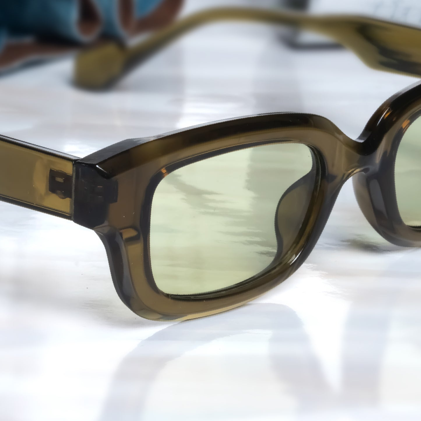 Thunder Dark Green Rectangle Sunglasses