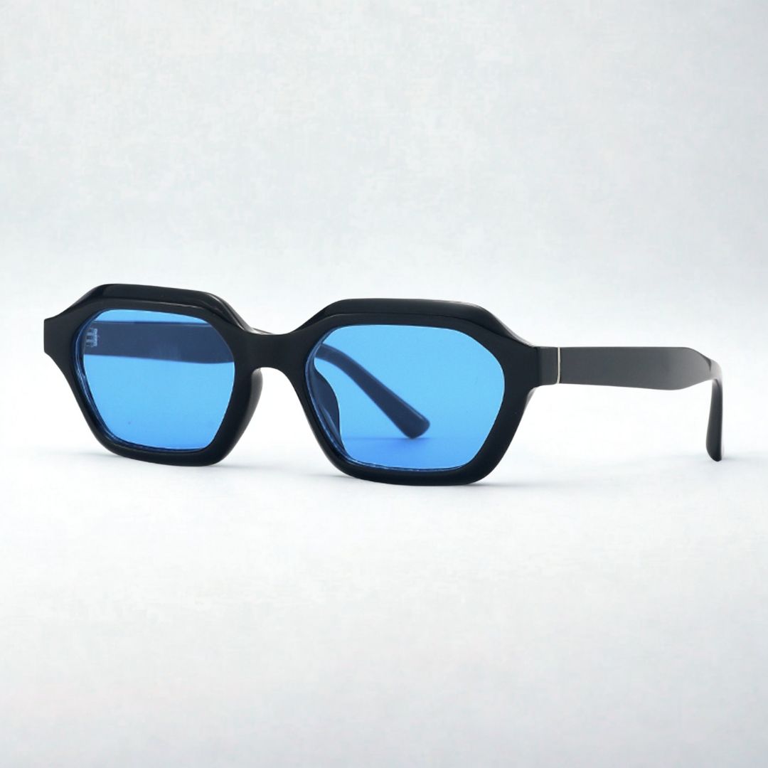 Stellan Black Blue Retro Square Sunglasses