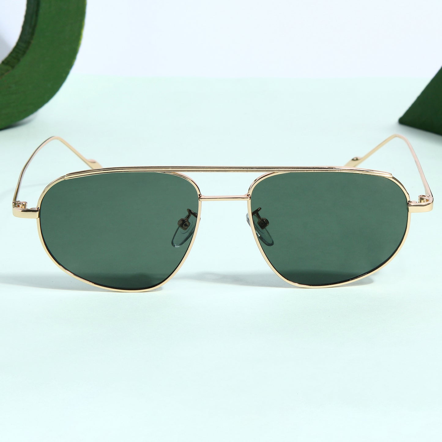 Gold Green Pilot Sunglasses