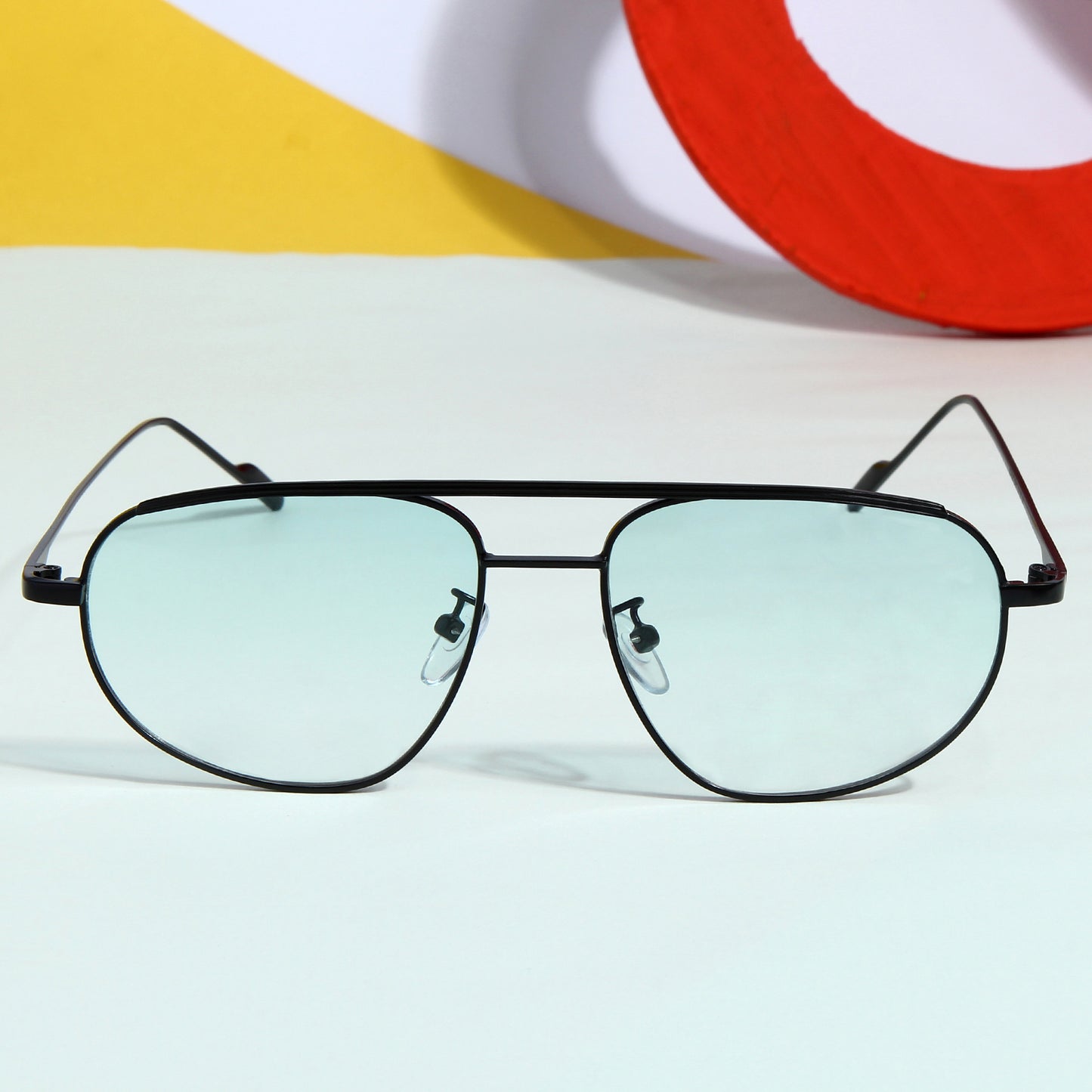 Black Green Gradient Pilot Sunglasses