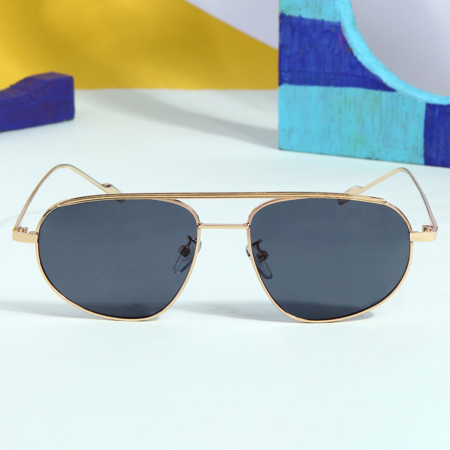 Gold Black Pilot Sunglasses