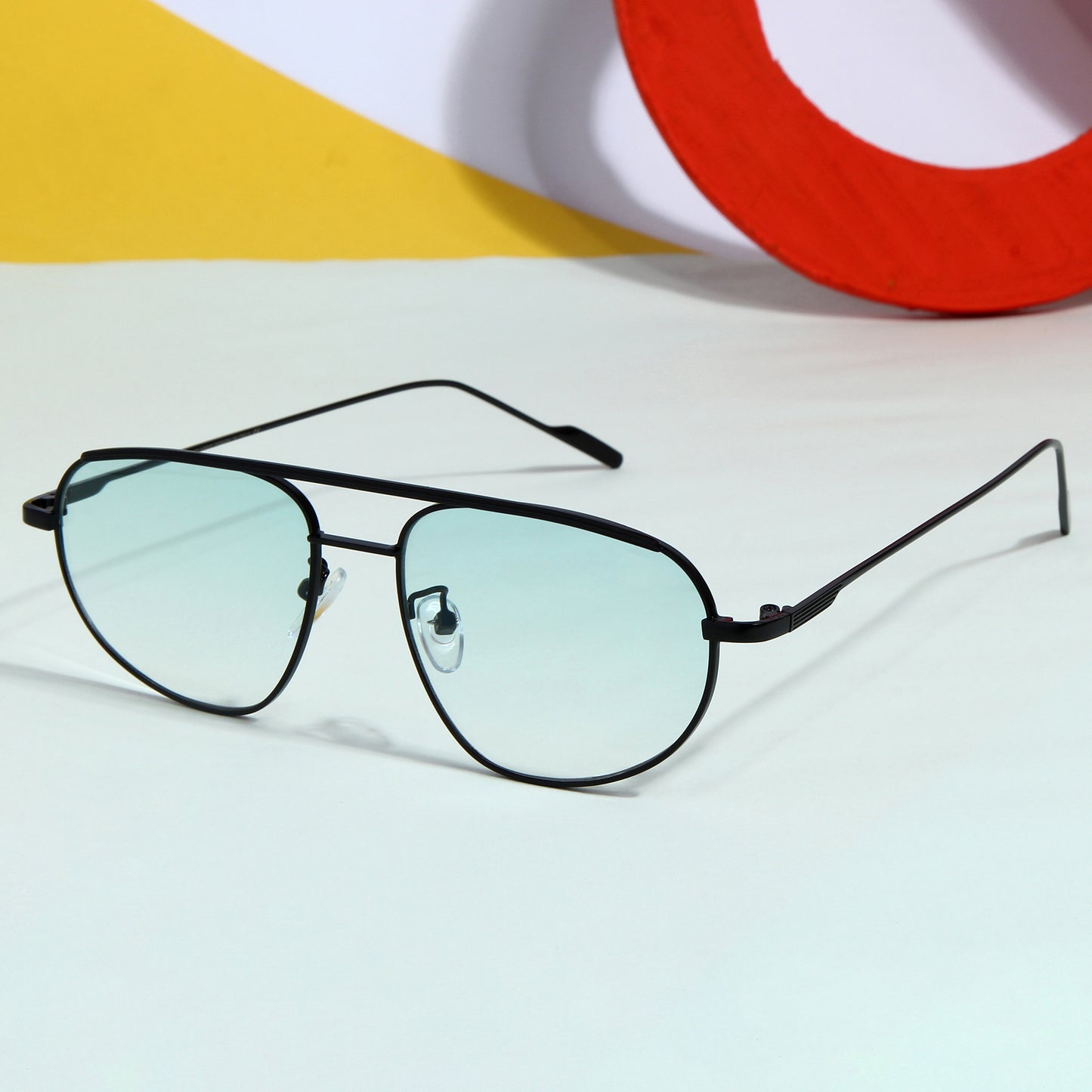 Black Green Gradient Pilot Sunglasses