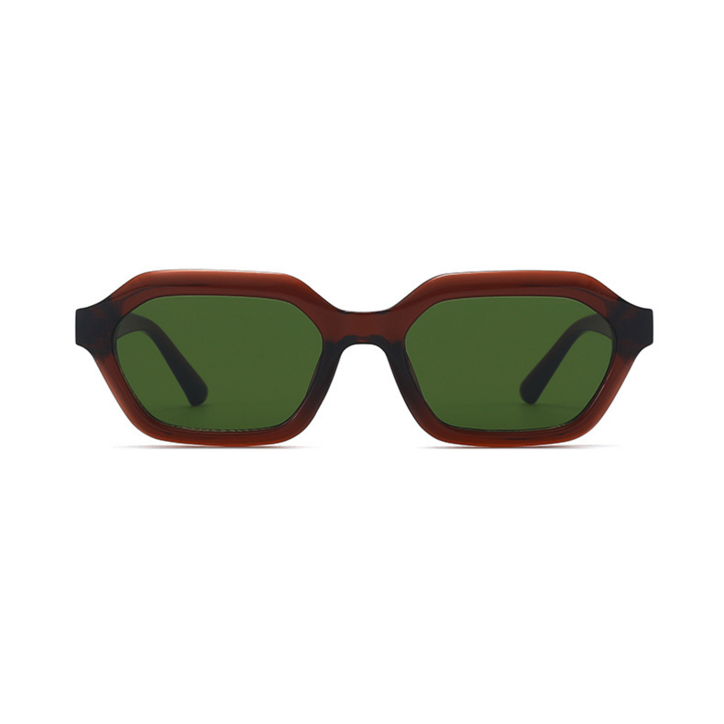 Stellan Brown Green Retro Square Sunglasses