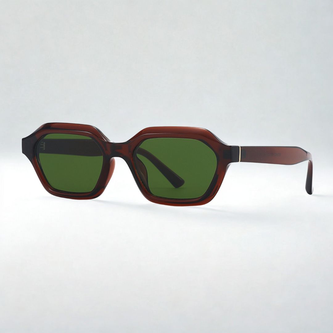 Stellan Brown Green Retro Square Sunglasses