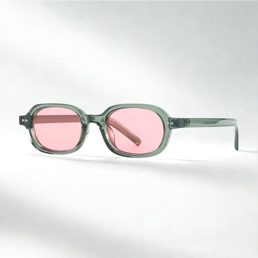 Korean V2 Green Pink Rectangle Sunglasses