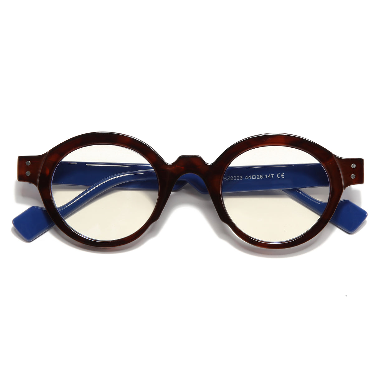Blue Brown Clear SZ 2003 Round Sunglasses