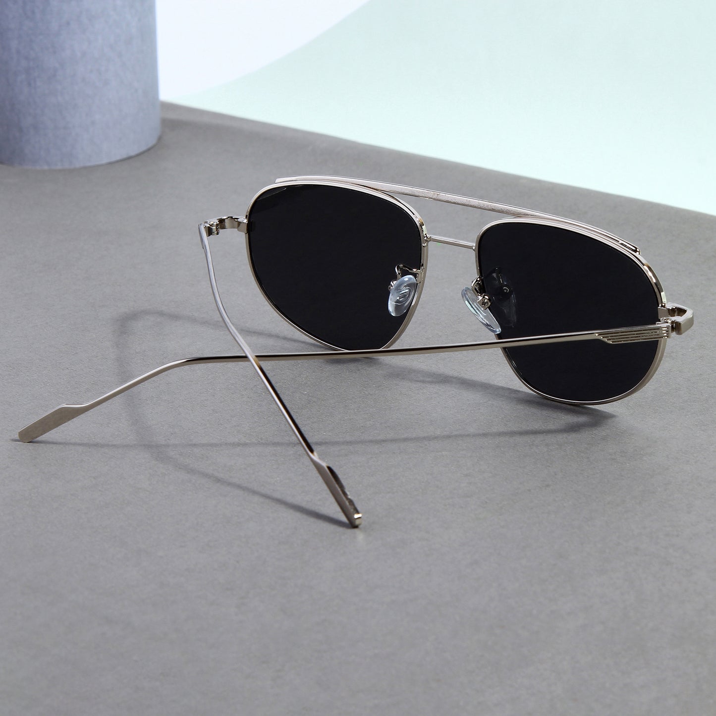 Silver Black Pilot Sunglasses