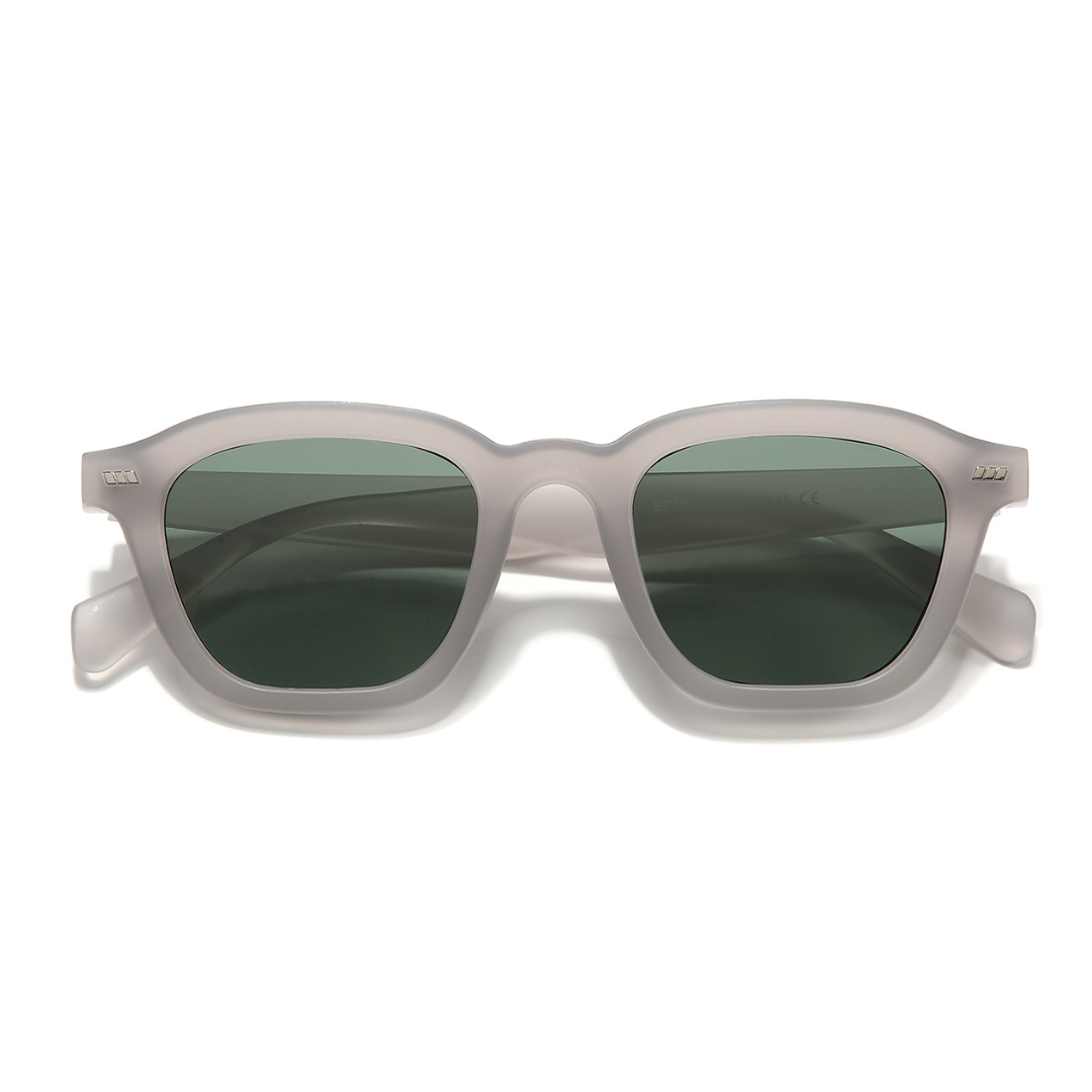 Spark Grey Green Rectangle Sunglasses