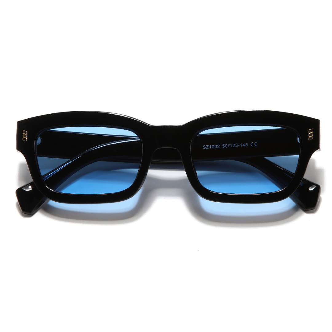 Lizard Black Blue Rectangle Sunglasses