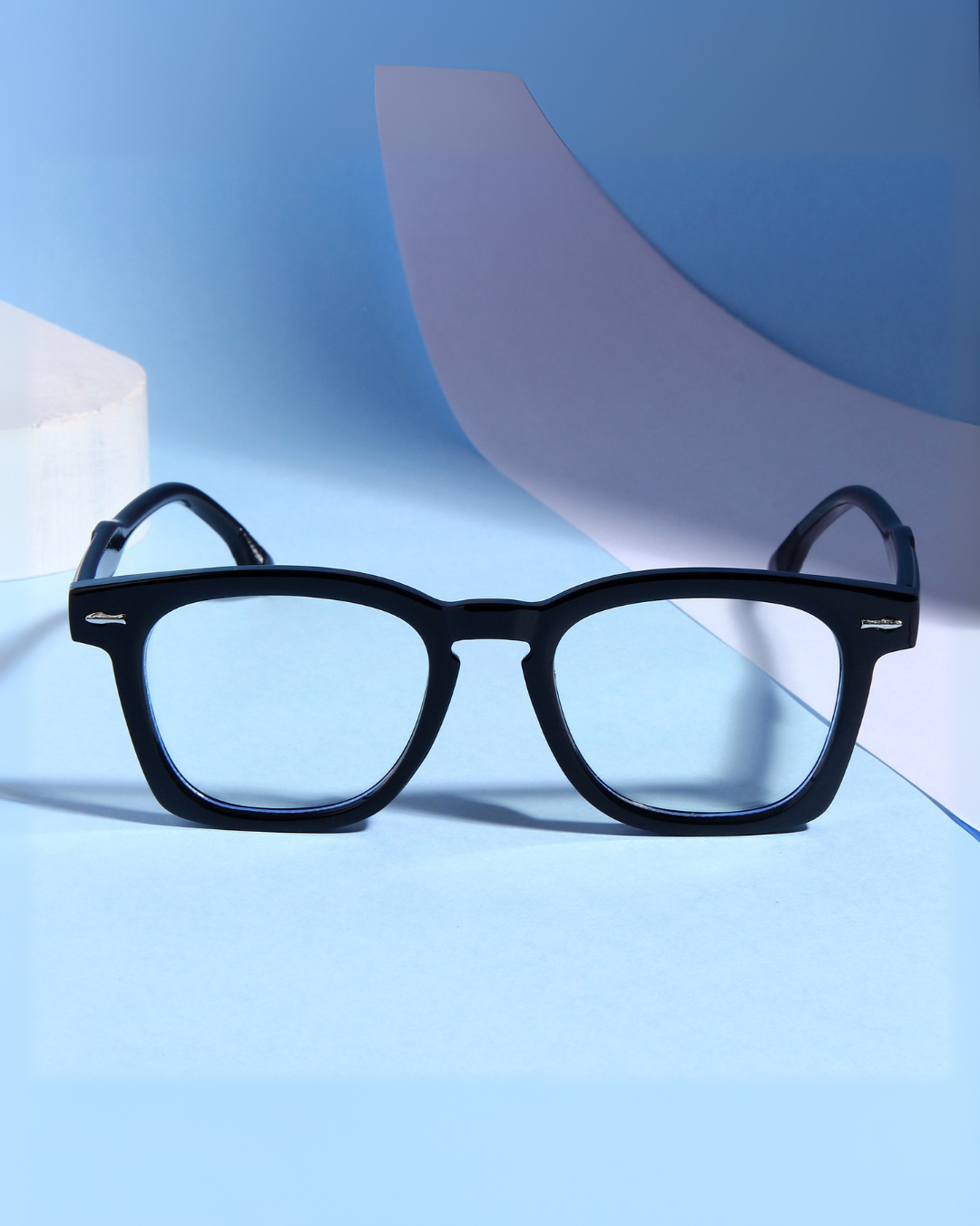 Michel Black Clear Square Sunglasses