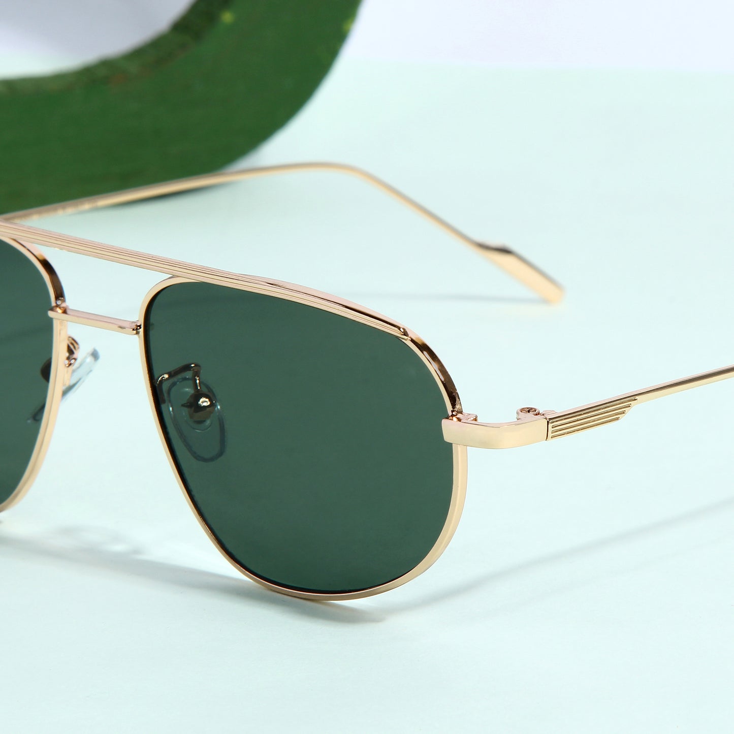Gold Green Pilot Sunglasses