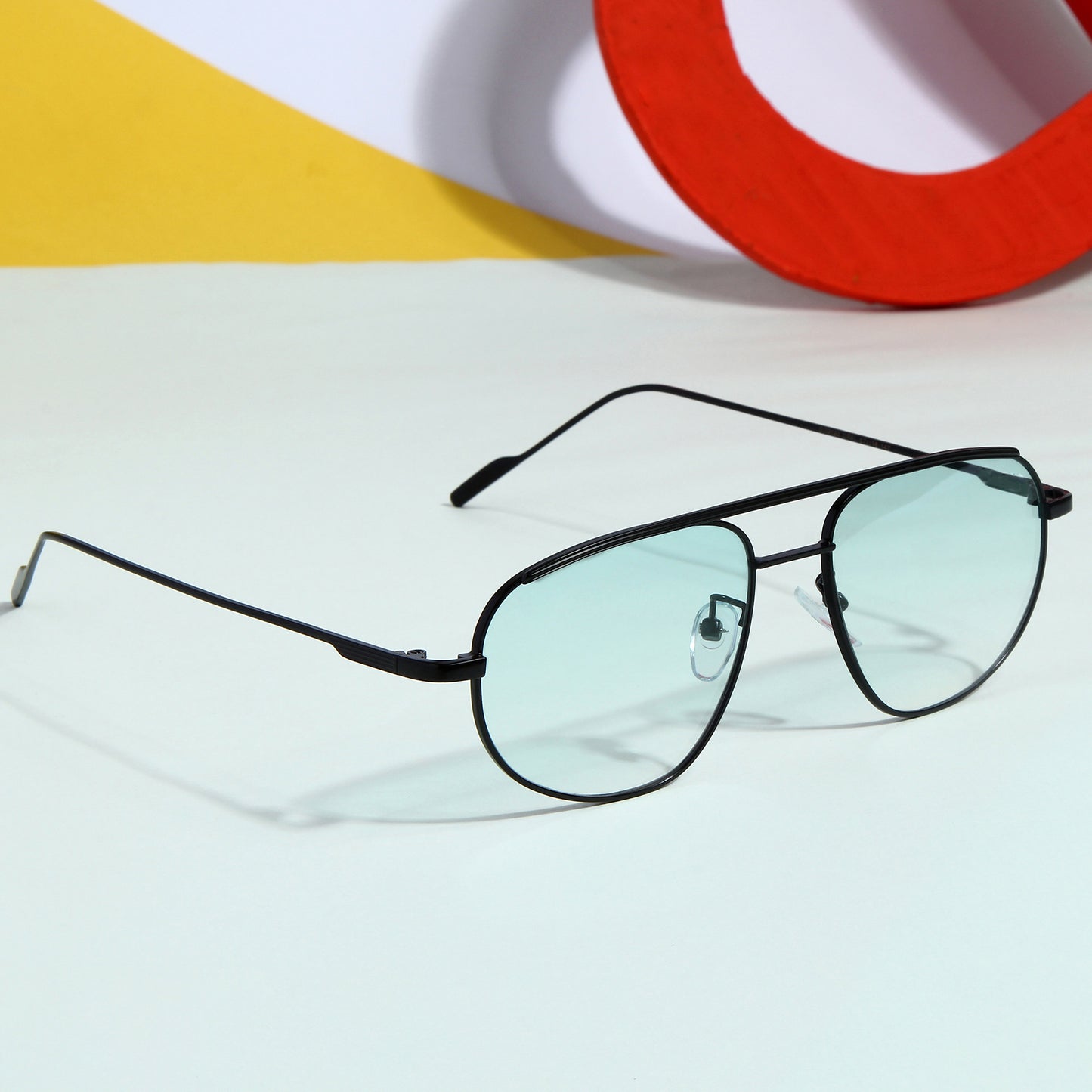 Black Green Gradient Pilot Sunglasses