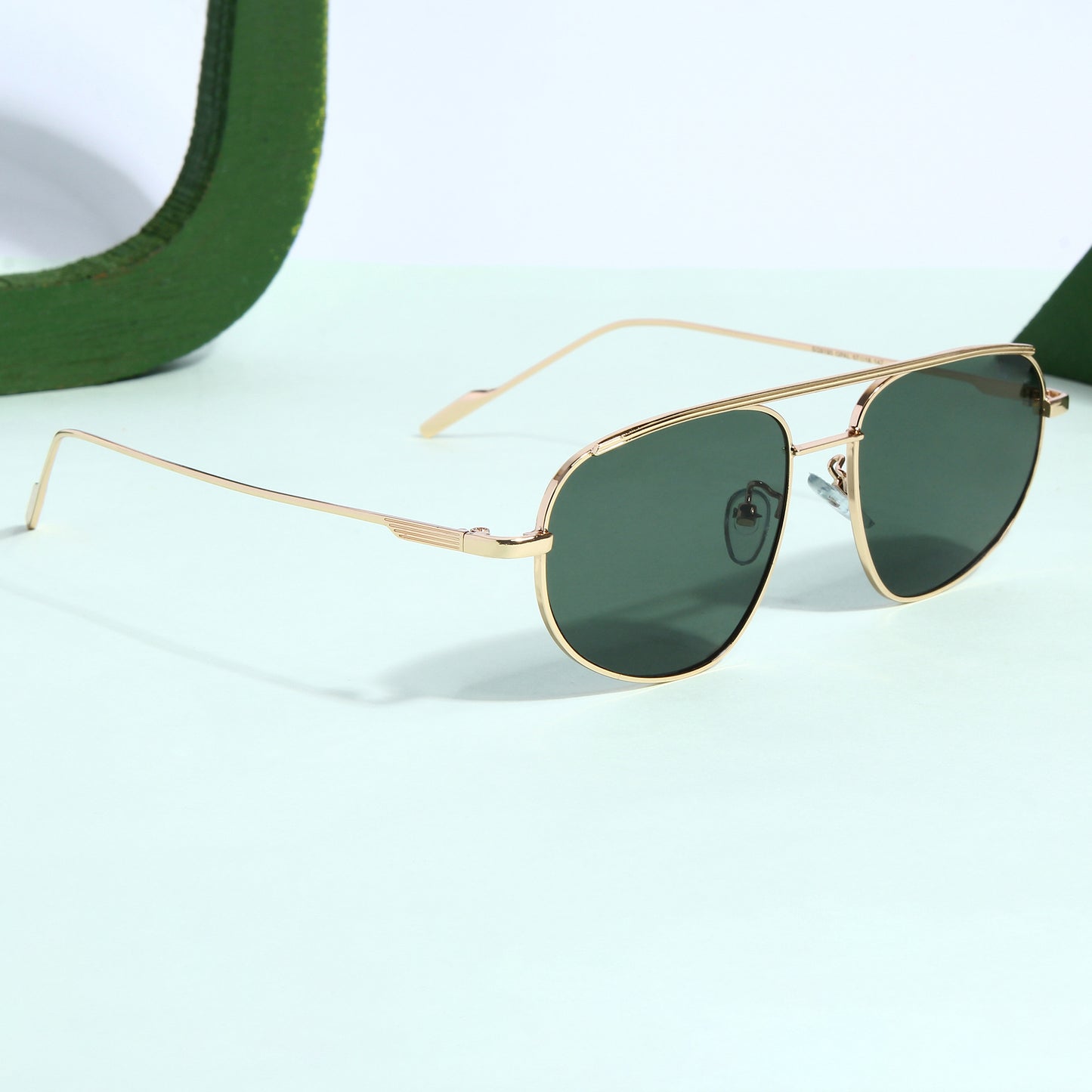 Gold Green Pilot Sunglasses