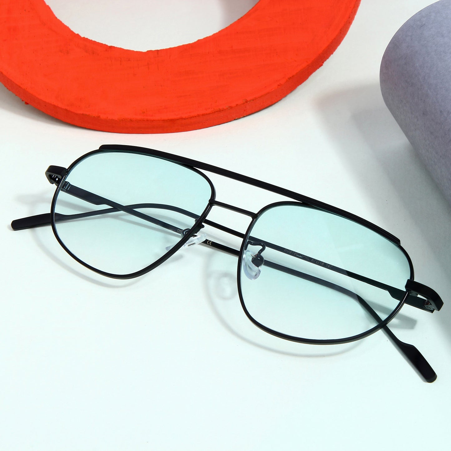Black Green Gradient Pilot Sunglasses