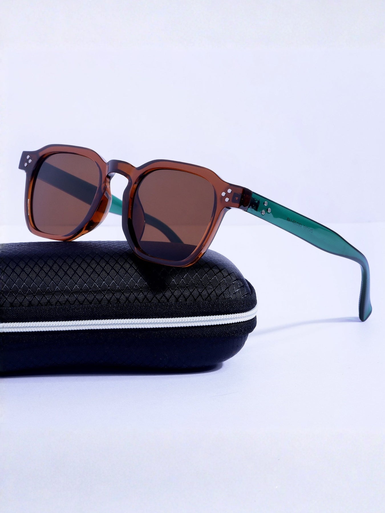 J-Bond Green Brown Brown Square Sunglasses
