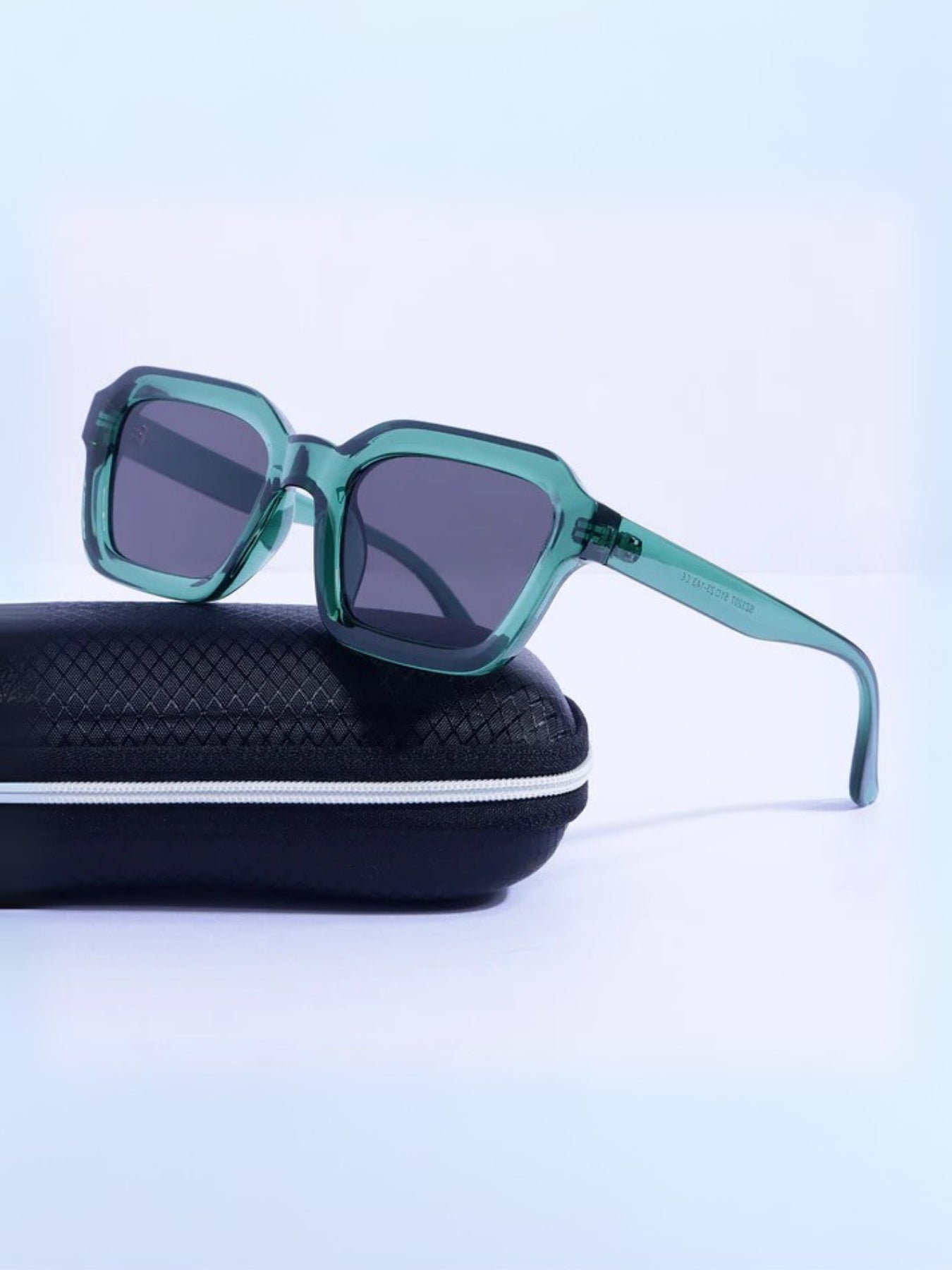 Hunter Green Black Square Sunglasses