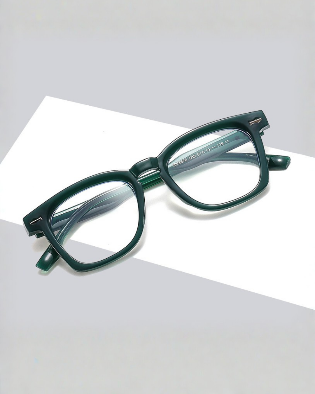 Michel Green Clear Square Sunglasses