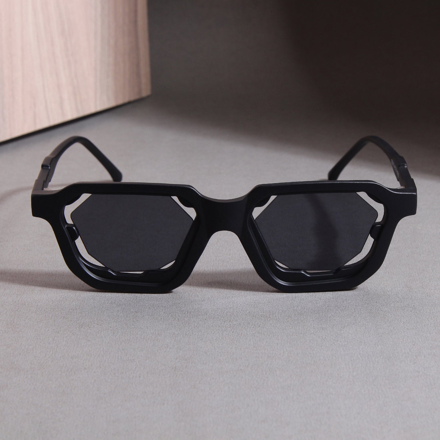 Crystal Full Black Square Sunglasses