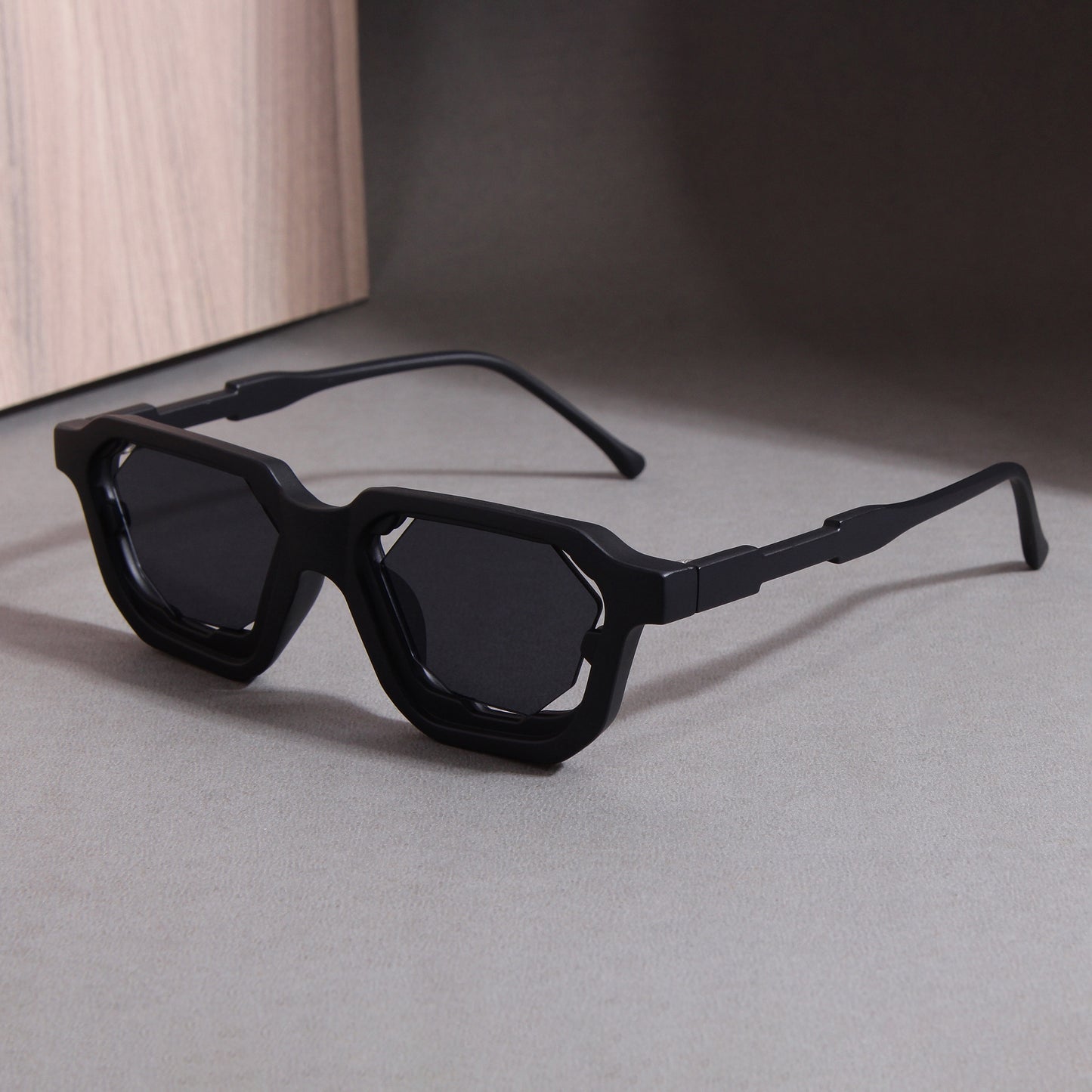 Crystal Full Black Square Sunglasses