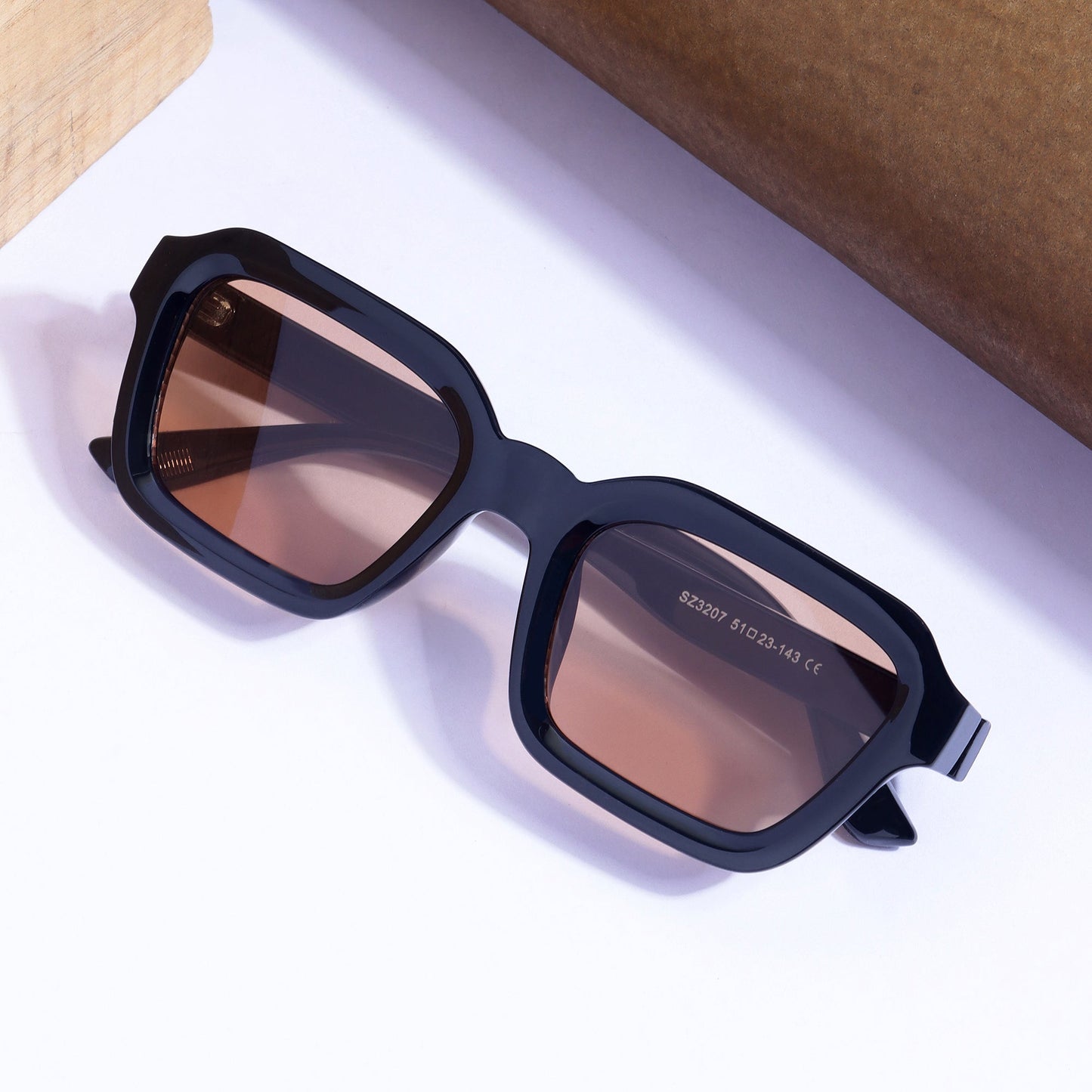 Hunter Black Brown Square Sunglasses