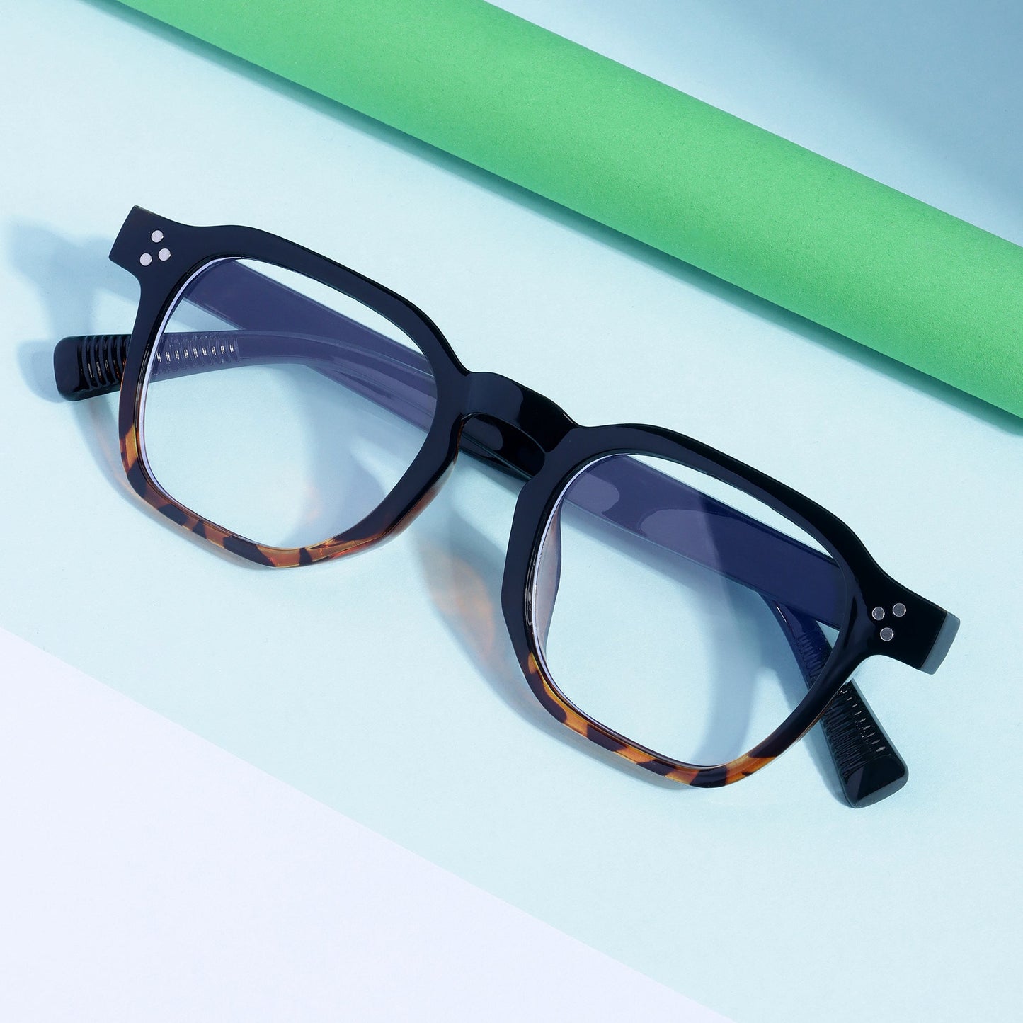 J-Bond Black Tortoise Clear Square Sunglasses