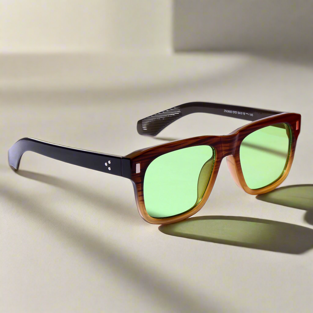 Spider Brown Green Rectangle Sunglasses