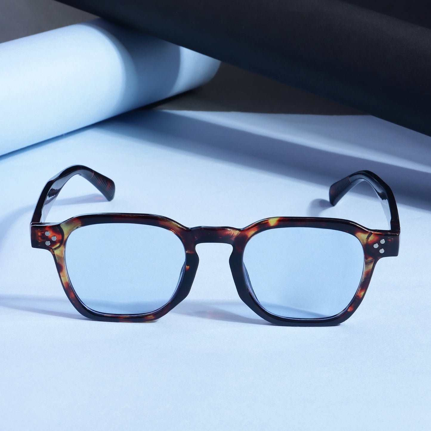 J-Bond Tortoise Brown Blue Square Sunglasses
