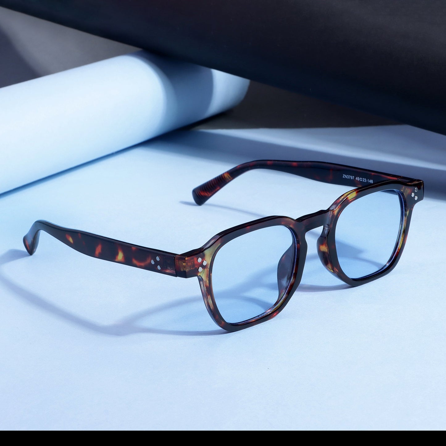J-Bond Tortoise Brown Blue Square Sunglasses