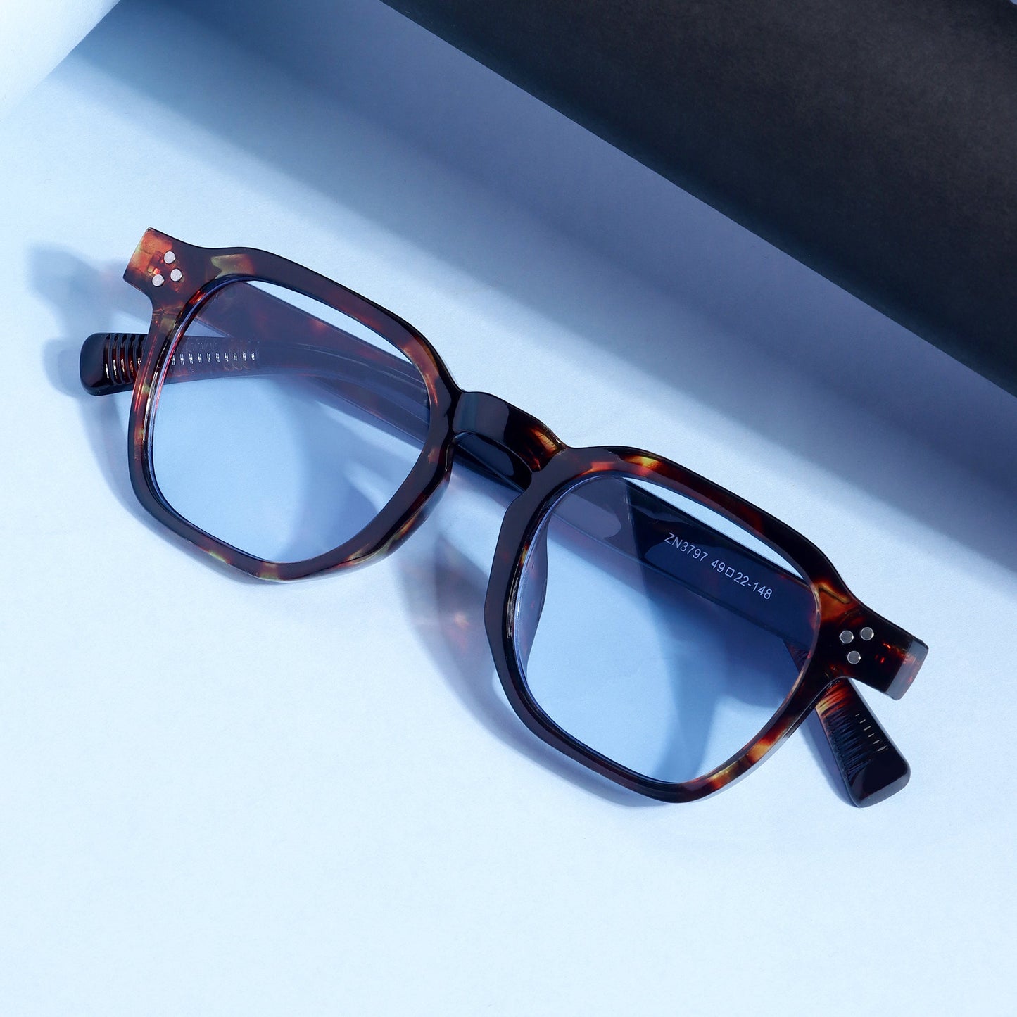J-Bond Tortoise Brown Blue Square Sunglasses