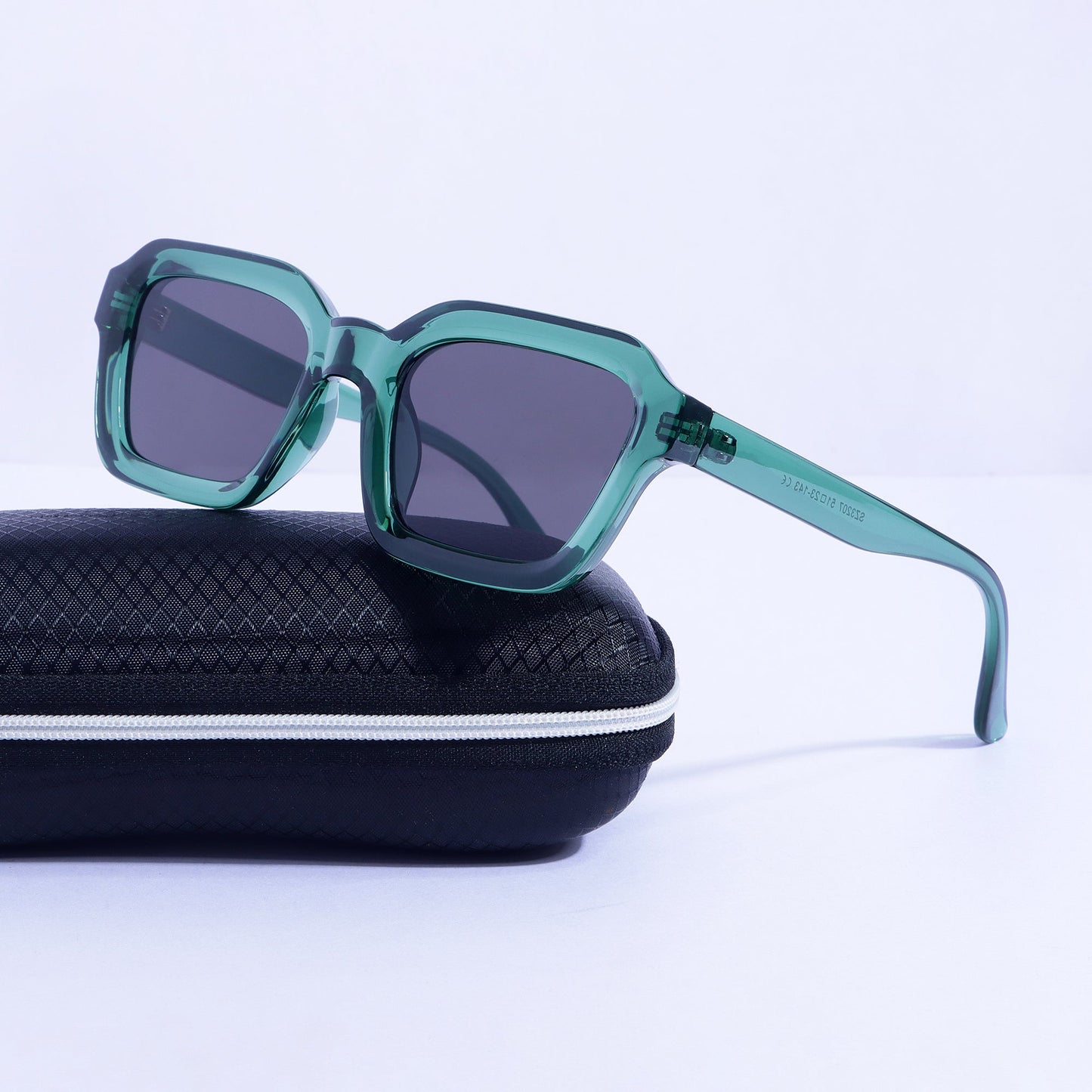 Hunter Green Black Square Sunglasses