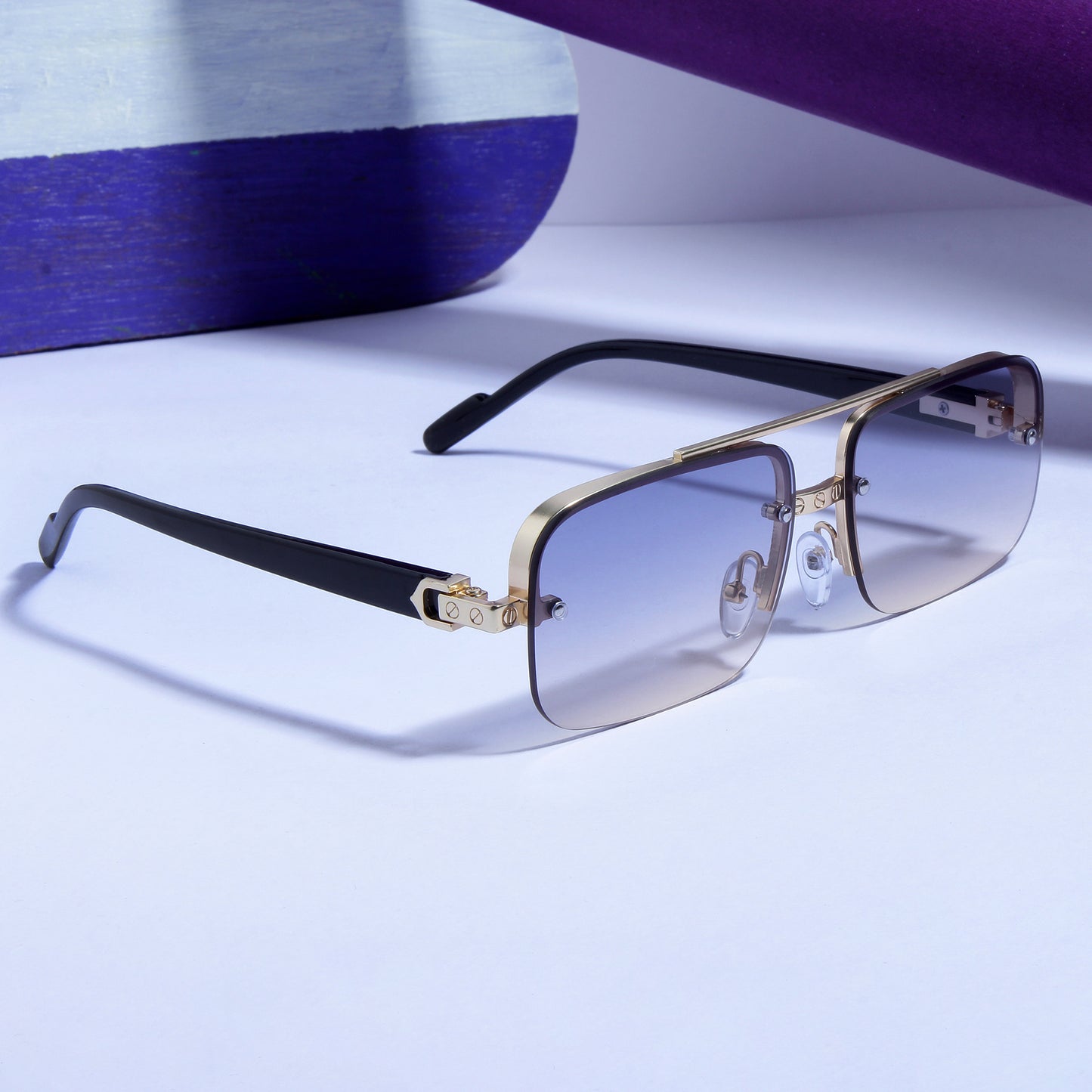 GG2317 Black Peach Gradient Rectangle Sunglasses