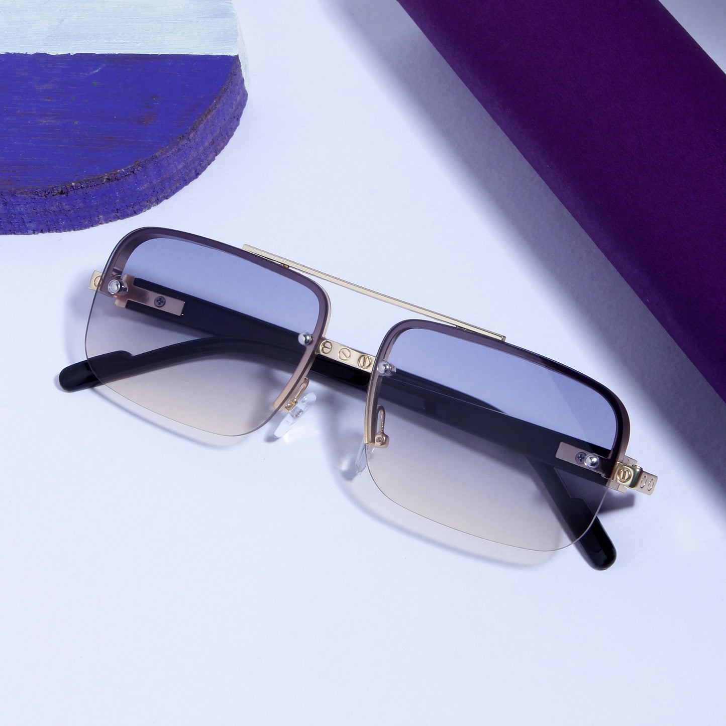 GG2317 Black Peach Gradient Rectangle Sunglasses