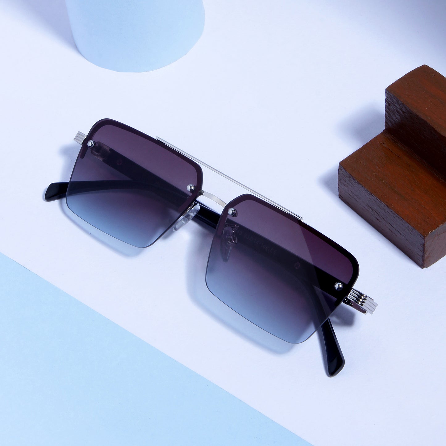 GG2349 Black Blue Gradient Rectangle Sunglasses