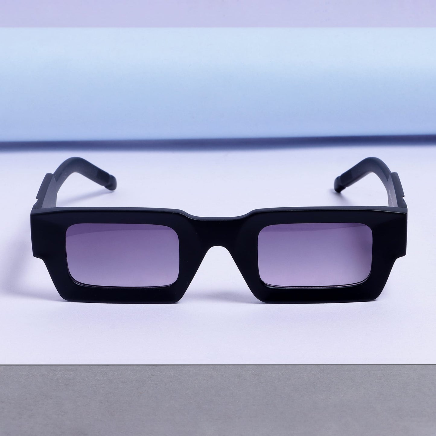 Vintage V2 Black Blue Gradient Rectangle Sunglasses