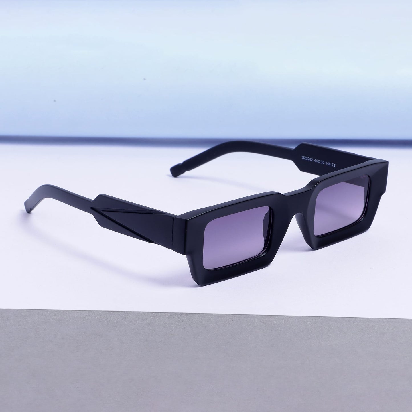 Vintage V2 Black Blue Gradient Rectangle Sunglasses