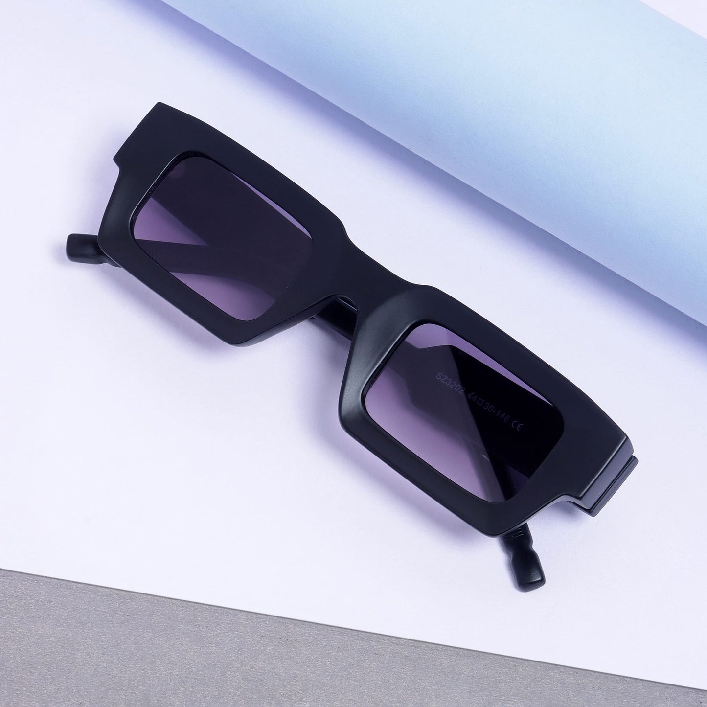 Vintage V2 Black Blue Gradient Rectangle Sunglasses
