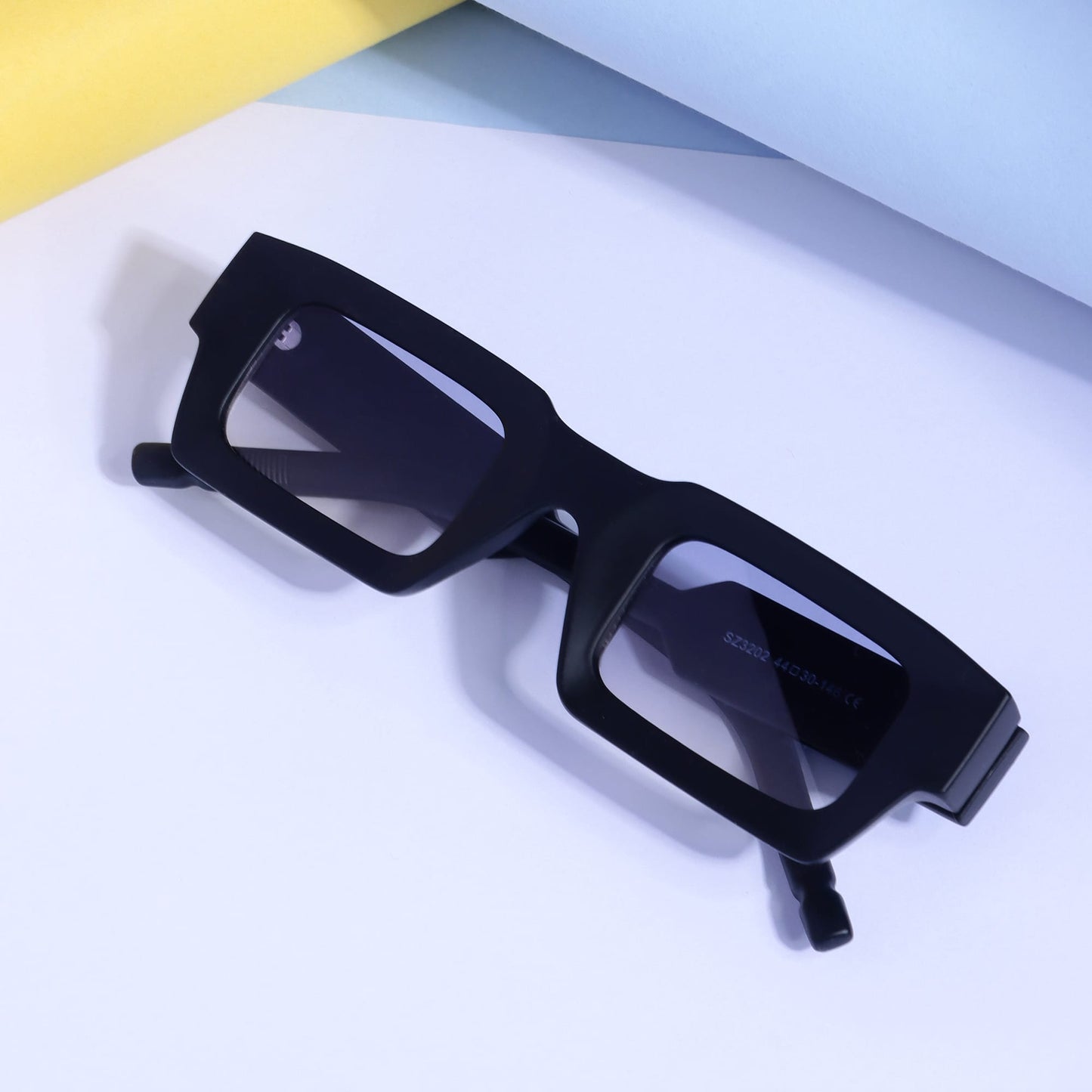 Vintage V2 Black Peach Gradient Rectangle Sunglasses