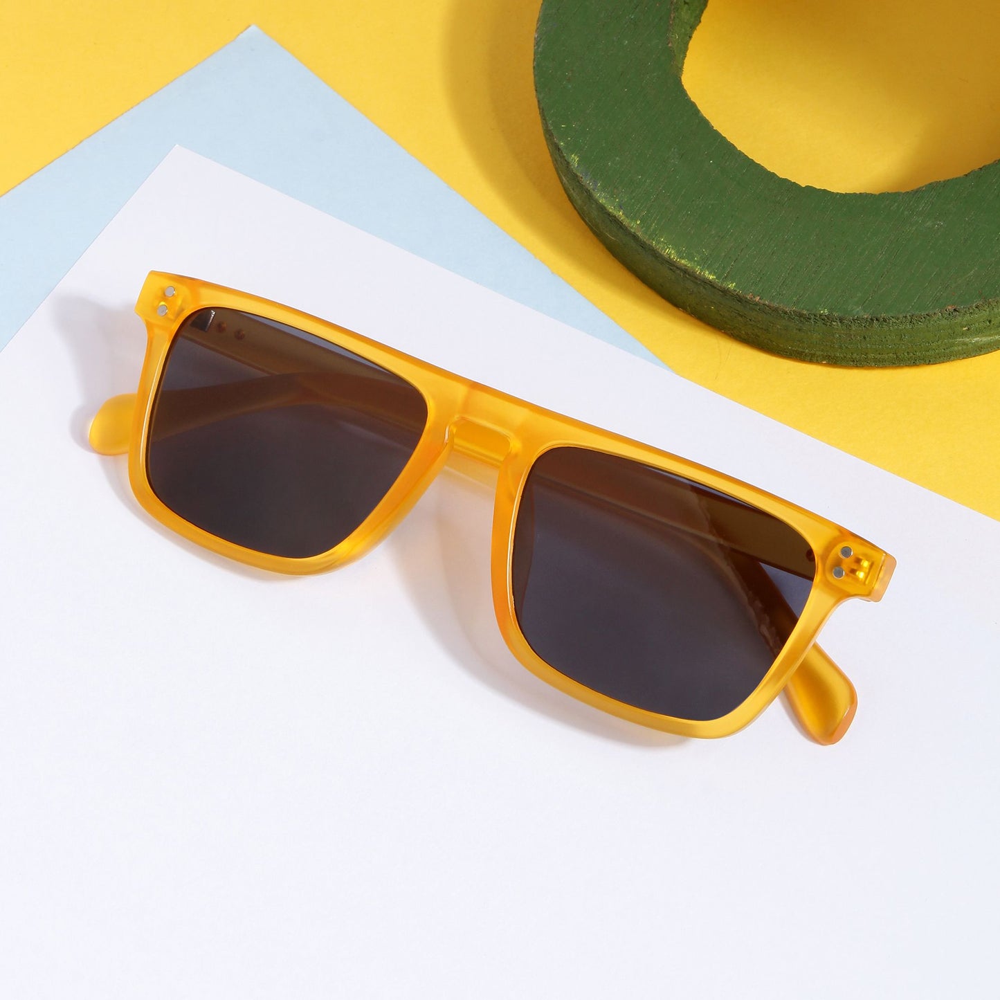 Pardon Yellow Black Premium Rectangle Sunglasses