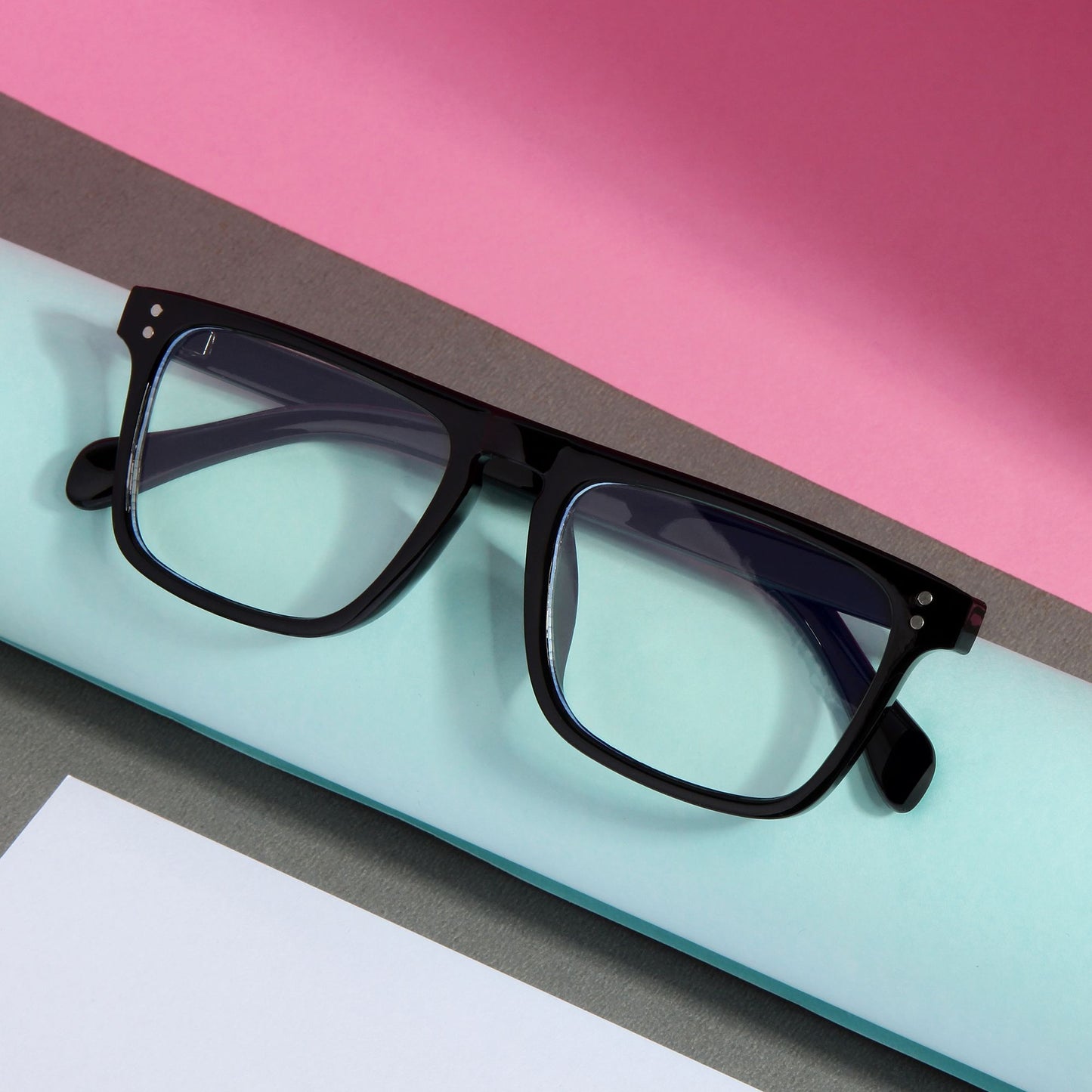 Pardon Black Clear Premium Rectangle Sunglasses