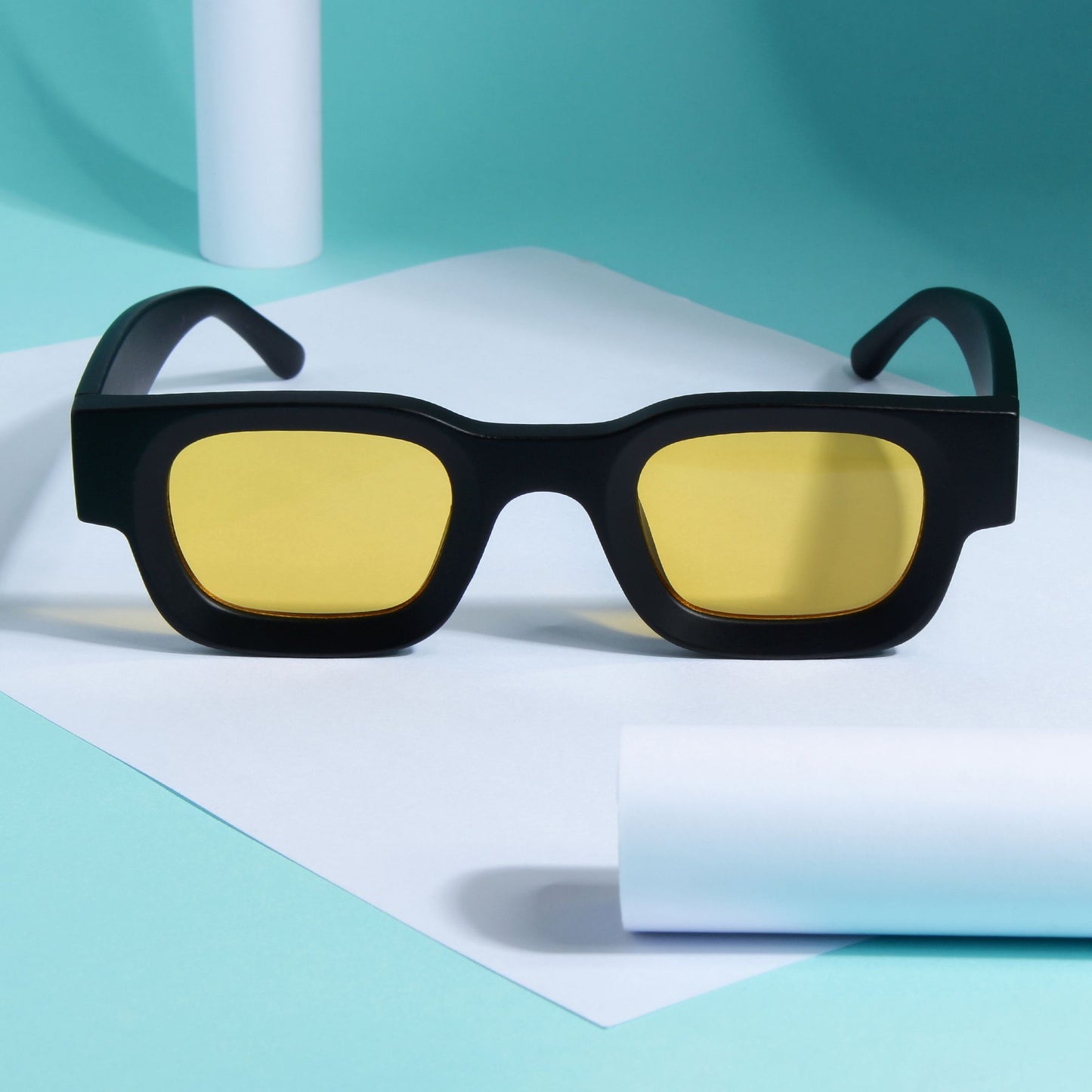 Vintage V1 Black Yellow Square Sunglasses