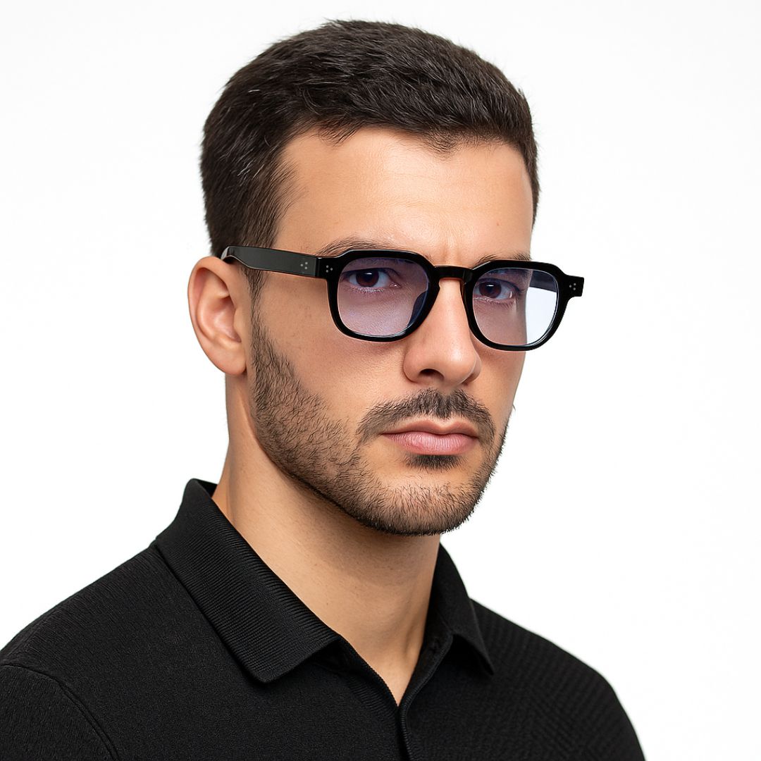J-Bond Black Clear Square Sunglasses