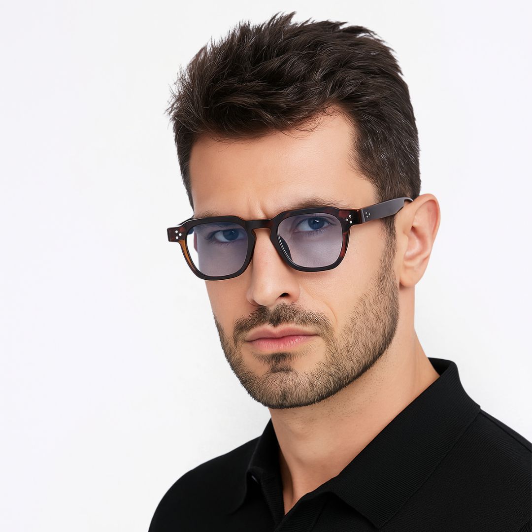 J-Bond Tortoise Brown Blue Square Sunglasses