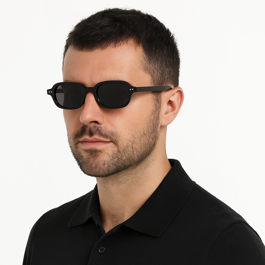 Korean V2 Full Black Rectangle Sunglasses
