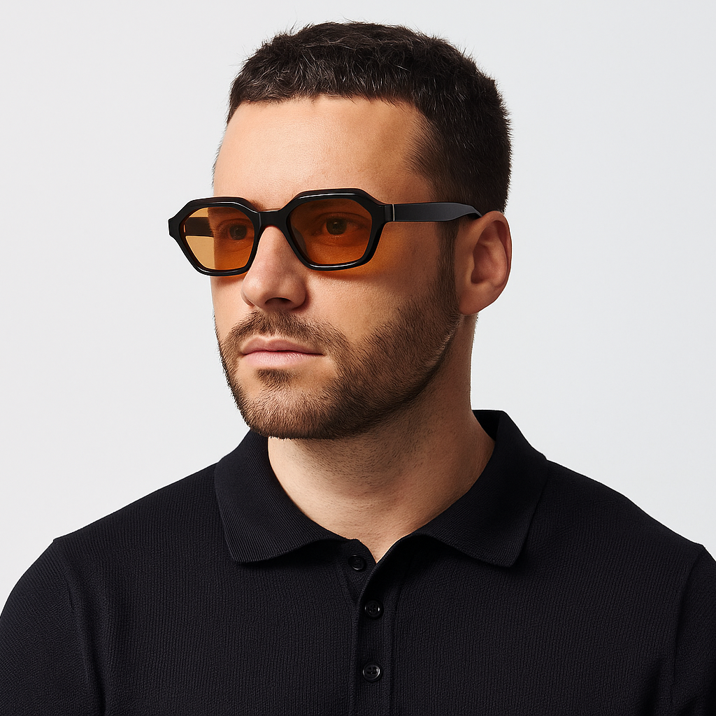Stellan Black Brown Retro Square Sunglasses