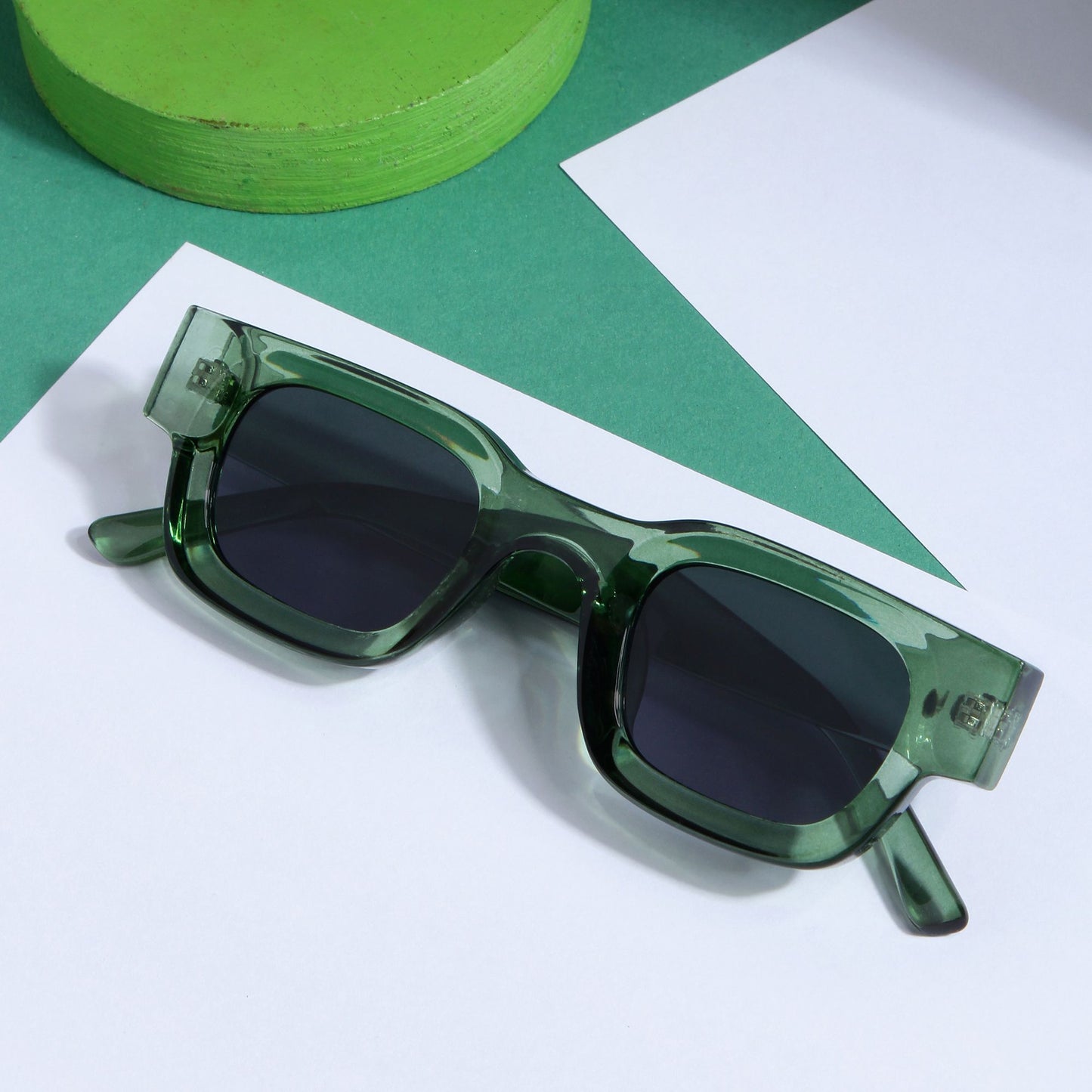 Vintage V1 Green Black Square Sunglasses